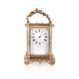 A FRENCH BRASS CARYATIDS CARRIAGE CLOCK, LATE 19TH CENTURY maker almost certainly Japy Freres at