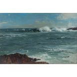 Walter Gilbert Wiles (South African 1875-1966) BREAKERS AT KNYSNA HEADS signed oil on board 49,5