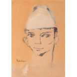 Carl Adolph Büchner (South African 1921-2003) WHITE HAT signed oil on board 40 by 28,5cm