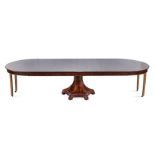 A DUTCH MAHOGANY EXTENDING DINING TABLE, CIRCA 1835 each D-end above a plain frieze on square-