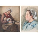 Catherine Walton (British 1898-1935) PORTRAIT and MOTHER AND CHILD, two each signed watercolour on