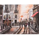 Nasim Shams Bijari (Iranian 1981-) LATE AFTERNOON STREET SCENE signed watercolour on paper 34,5 by