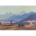 Edward Roworth (South African 1880-1964) MOUNTAINS signed oil on board 38 by 55,5cm