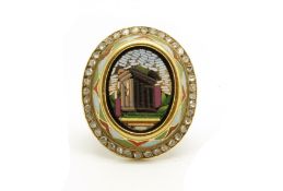 Micro mosaic, enamel and diamond ring