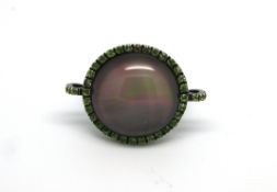 Mother of Pearl and tsavorite garnet ring