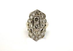 Large diamond set plaque ring