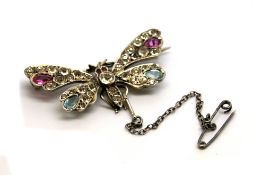 Paste set butterfly brooch