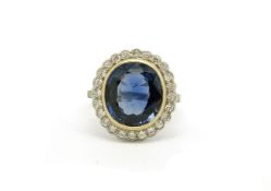 Sapphire and diamond cluster ring