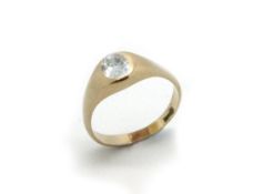 Single stone diamond signet ring