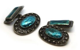 Blue enamel cufflinks