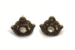 Diamond ear studs set in silver gilt