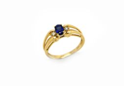 Sapphire and diamond ring and ear studs