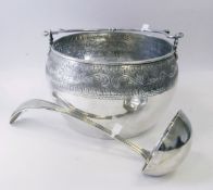 A Dutch Silver Cauldron With Swing Handle & Ladle Weight Â 1336g