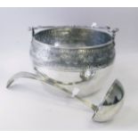 A Dutch Silver Cauldron With Swing Handle & Ladle Weight Â 1336g