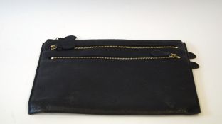 A Mulberry black grained leather multi-zip pouch, 24 x 16.5cm