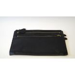 A Mulberry black grained leather multi-zip pouch, 24 x 16.5cm