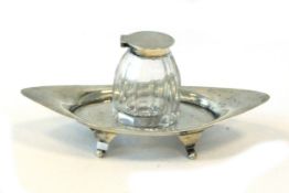 A Silver Inkstand With Inkwell, Hallmarked Birmingham 1929 by A J Zimmerman