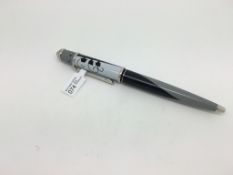 Cartier Rock 'n' Roll roller ball pen, grey, black and white body with cabochon cut onyx top,