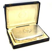 An Austrian Silver Cigar Box by 'Carl Hiess' of Rounded Rectangular Form, Inset with a Medal of