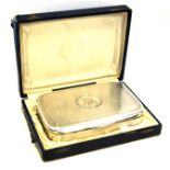 An Austrian Silver Cigar Box by 'Carl Hiess' of Rounded Rectangular Form, Inset with a Medal of