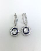 Diamond and sapphire cluster earrings