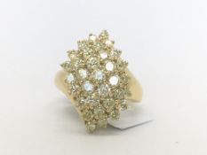Diamond cluster ring, round brilliant cut light fancy yellow diamonds, weighing an estimated 1.88cts