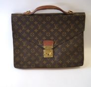 Louis Vuitton Leather case, brass clasp, 35 x 28 cm
