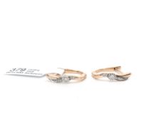 Diamond set hoop earrings, set in rose metal stamped 14ct
