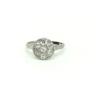 White metal old cut diamond ring. Approximately 0.5cts of old cut diamonds.