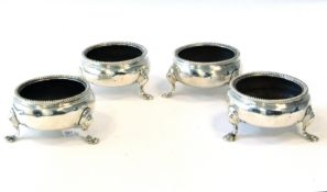 A Set of 4 Victorian Silver Table Salts, Hallmarked London 1841 by William Bateman & Daniel Ball