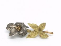 Silver and gold Floral brooch