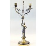 Antique 18th Century Georgian Neo-Classic Solid Silver figural candelabrum, the cast stem