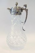 A Silver Mounted Claret Jug With Baccus Mask Spout & Acanthus Leaf Handle Hallmarked London 1973,