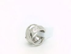Cartier 18ct White Gold Love Ring, Opens and Swivels on Hinge. Size J. 11.9 grams