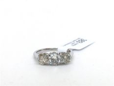 Three stone diamond ring, three round brilliant cut diamonds weighing an estimated 1.40cts in total,