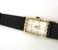 Art deco Gruen Curvex Precision wristwatch, rectangular curved dial with Arabic and dot hour