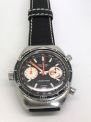 Gentlemen's vintage Breitling Chrono-matic wristwatch, panda dial woth orange tipped hands and