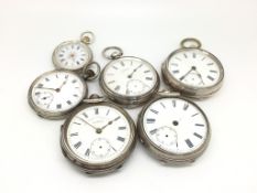 A Selection of 6 Silver Pocket Watches including chester hallmarks