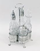 A George III Silver Cruet Stand & Bottles, Hallmarked Sheffield 1781 by Matthew Fenton & Richard