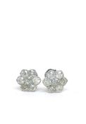 Diamond cluster earrings, seven round brilliant cut diamonds in a daisy cluster, weighing an
