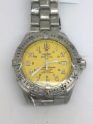 Gentlemen's Breitling SuperOcean, Automatic wristwatch, yellow dial, stainless steel 40mm case and