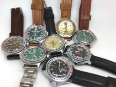 A large single owner collection of Russian Boctoc vintage wrist watches, various dial designs and