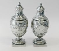A Pair of Hallmarked Continental Silver Casters Height 18cm Weight 349g