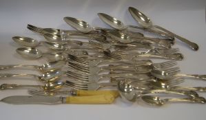 Collection of mainly Georgian silver cutlery, Including two serving spoons hallmaked Dublin 1823
