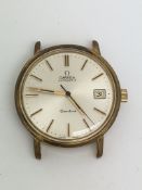 Omega Geneve Automatic wristwatch, circular dial with baton hour markers and date aperture, gold
