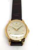 Vintage 14ct Movado 'bumper' automatic, circular dial with gold Arabic numerals and date aperture,