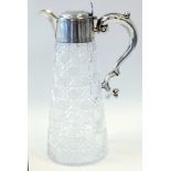 Edwardian Silver claret jug with Acanthus Scroll Handle Hallmarked Birmingham 1905 by Walker &