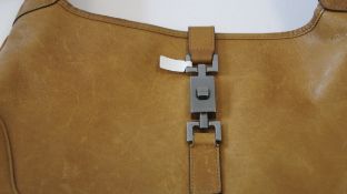 A Gucci 'Jackie' shoulder bag, natural leather, Gucci monogram printed suede interior, model