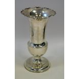 Silver vase by Arthur & John Zimmerman Ltd, hallmarked Birmingham 1908, measuring approximately