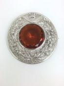 Citrine Victorian Cairngorn Royal Brooch.The large stone set in white metal.